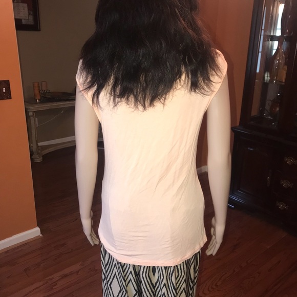 Peach sequin front keyhole stretch blouse. Size M - Picture 3 of 5